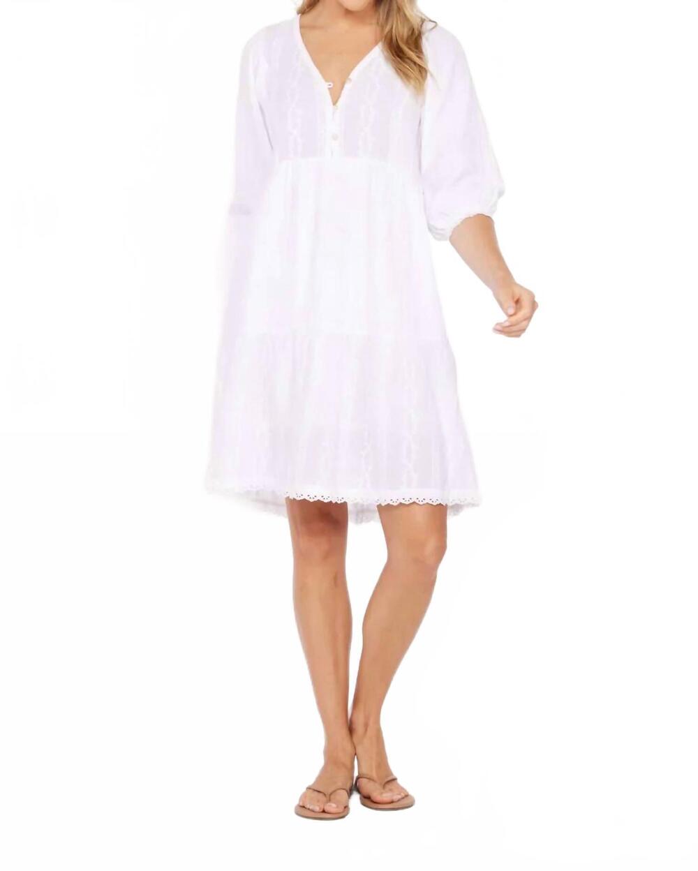 NEW MODODOC boho tiered dress in white